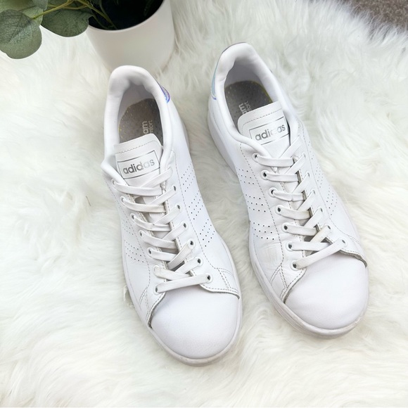 Adidas Advantage Sneaker Womens Holographic White Excellent 9.5 - Picture 2 of 7